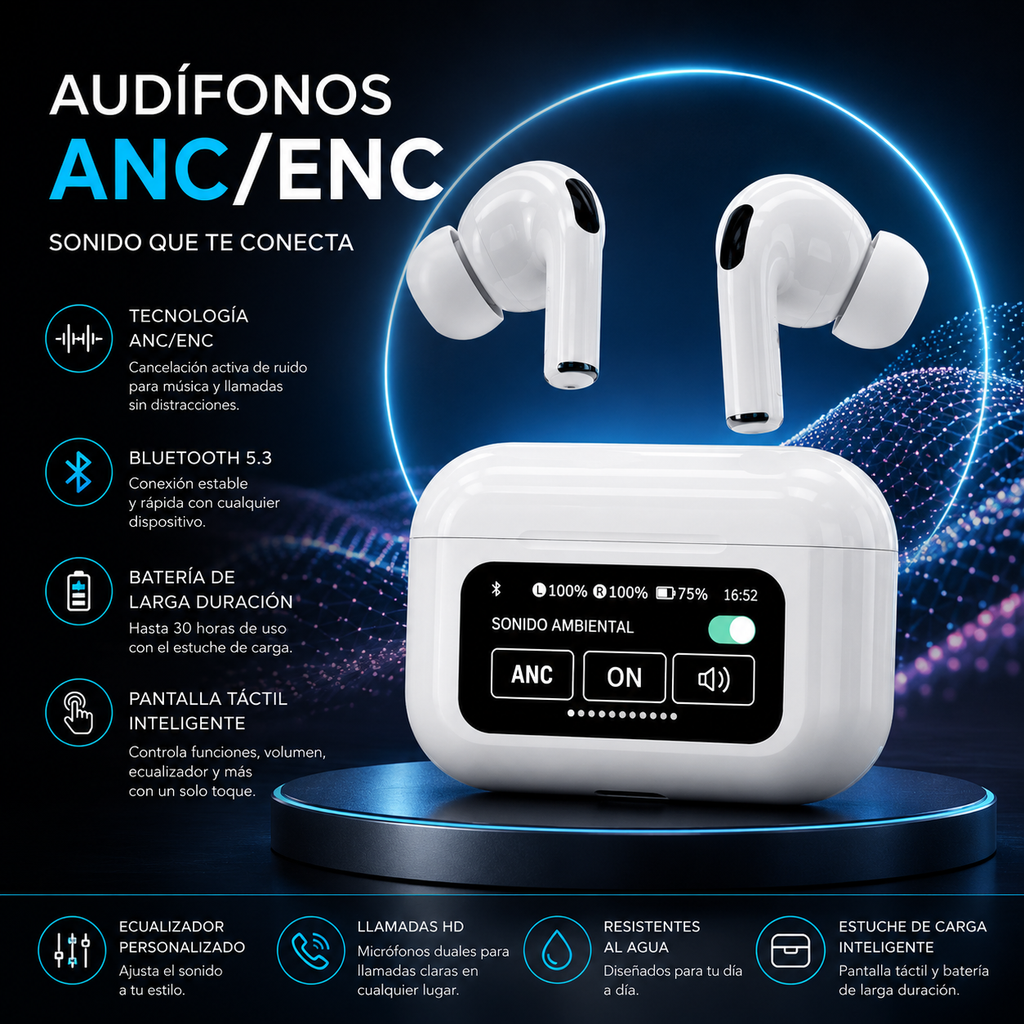 AUDIFONOS CON PANTALLA ANC/ENC